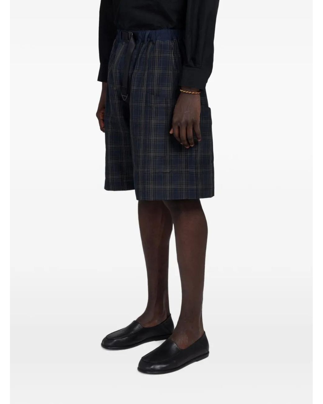 Comme des Garçons Black Check-Pattern Belted Shorts for men