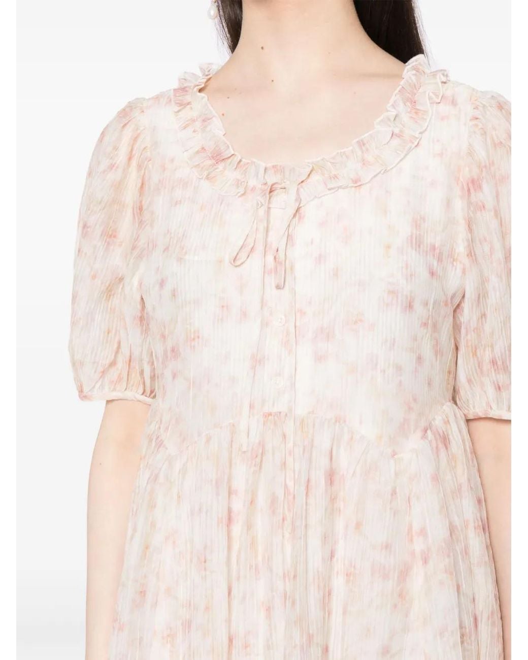 B+ AB Natural Minikleid Mit Batikmuster