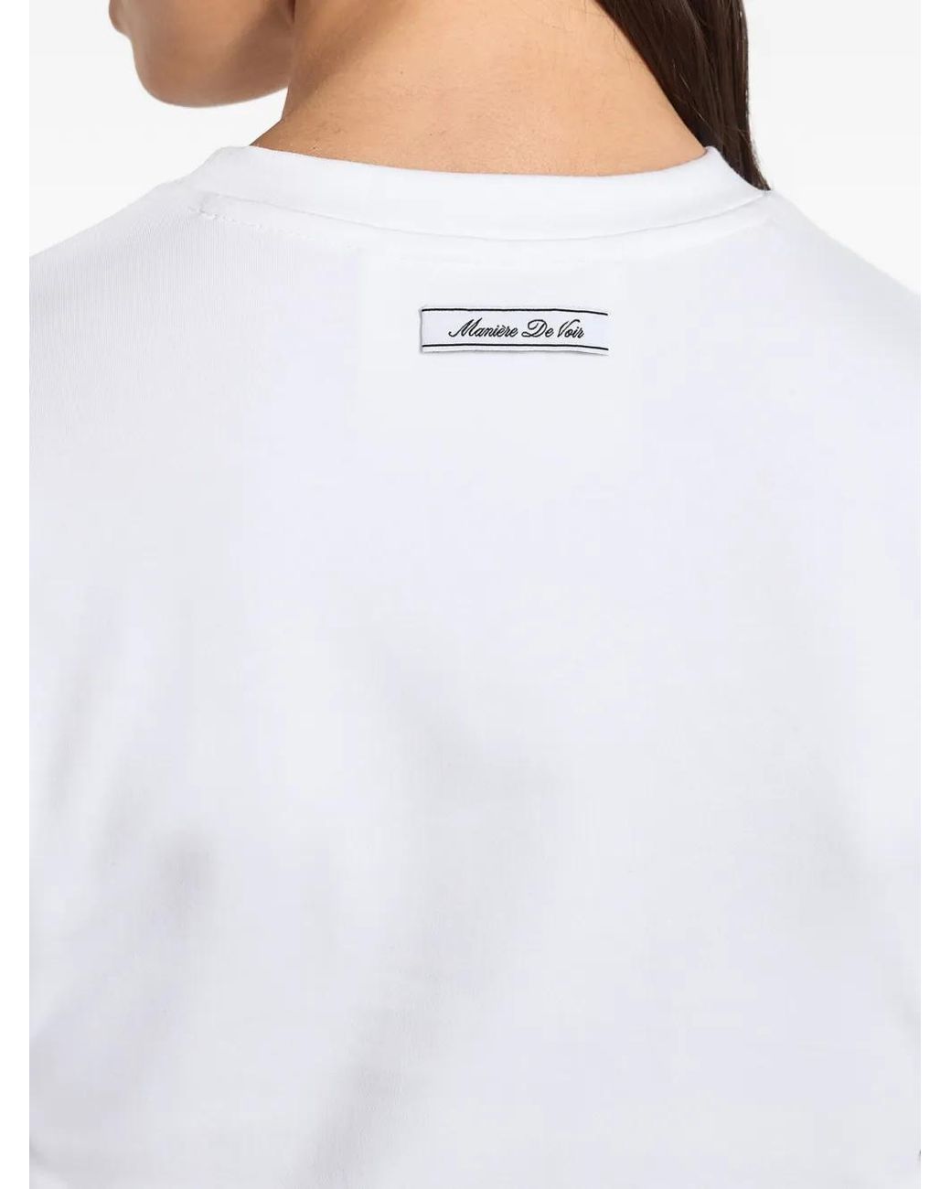 Manière De Voir White Pauline Ruched Asymmetric Cotton T-Shirt