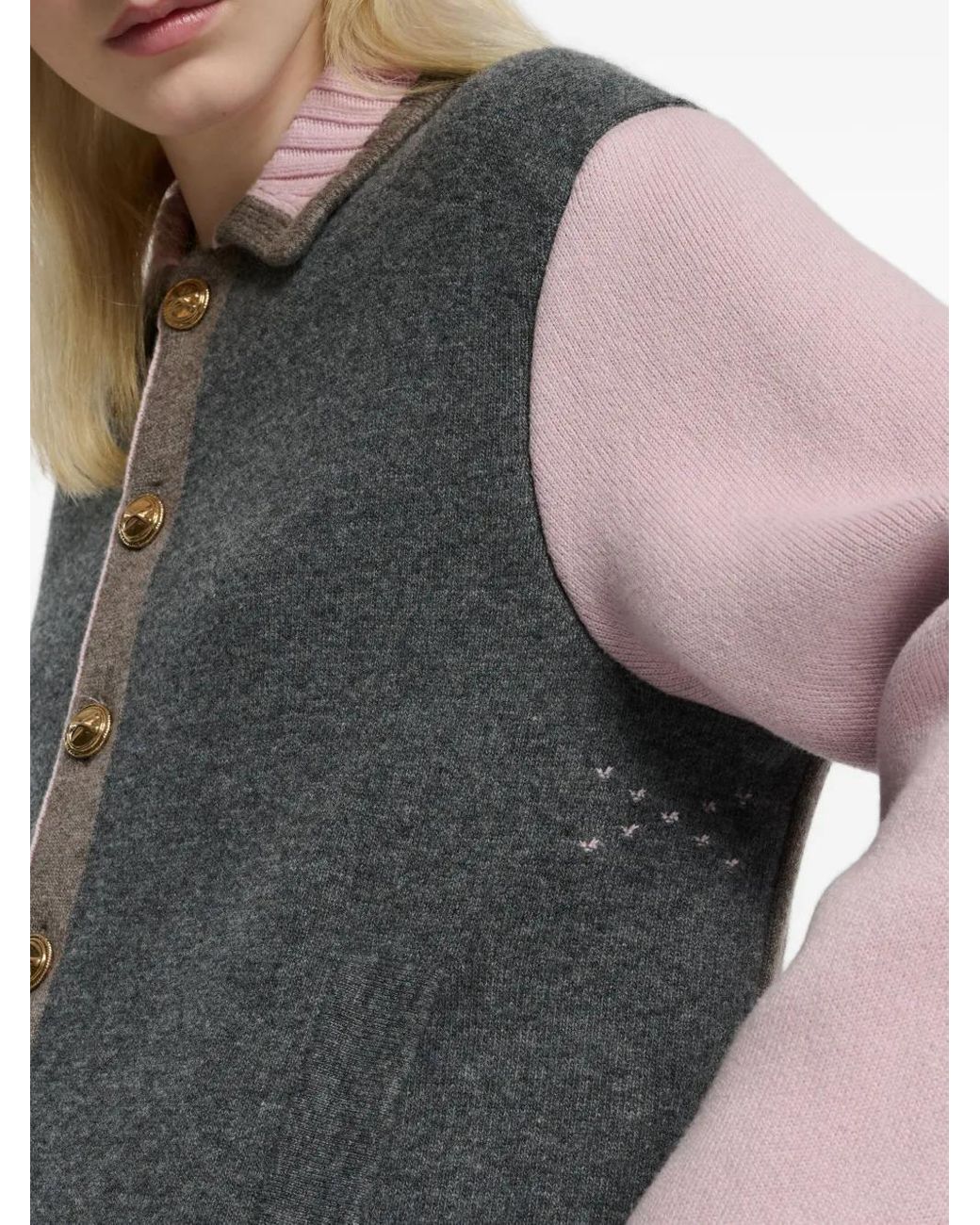 Barrie Gray Colour-Block Buttoned Cardigan