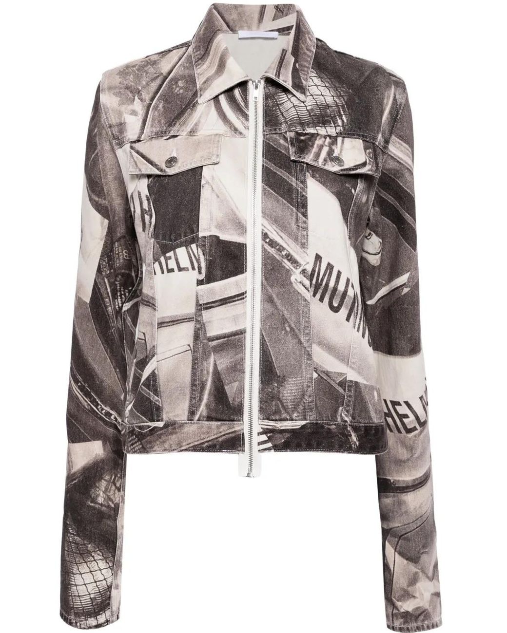 Helmut Lang Black Graphic-Print Zip-Up Jacket