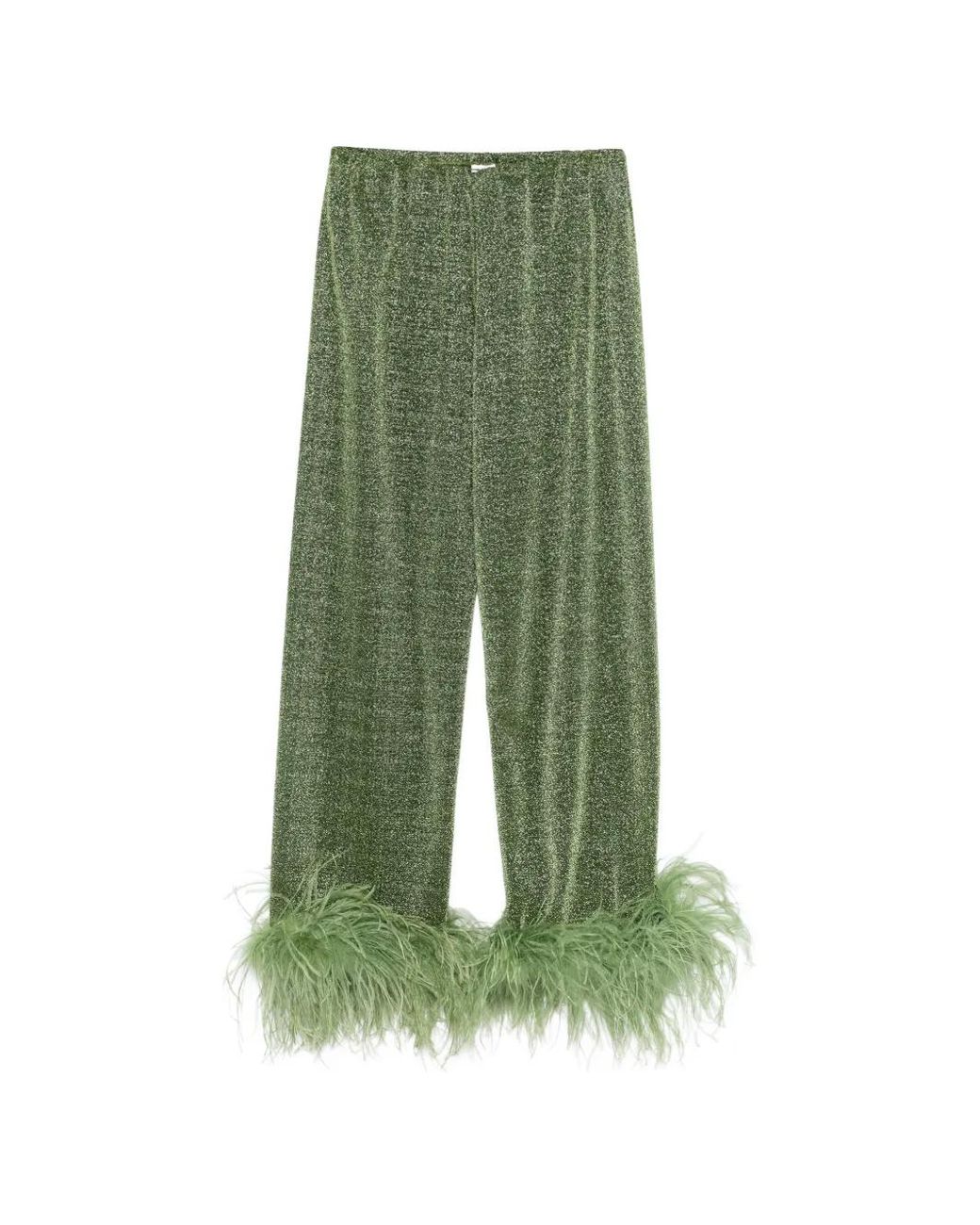 Oseree Green Lumiere Plumage Straight Trousers
