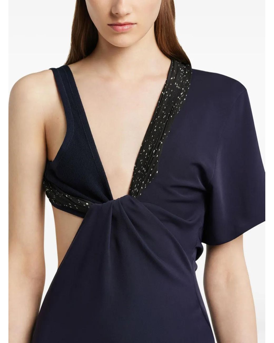 navy blue dress for baby girl PROENZA SCHOULER Solana striped wool and silk-blend midi dress main image 1
