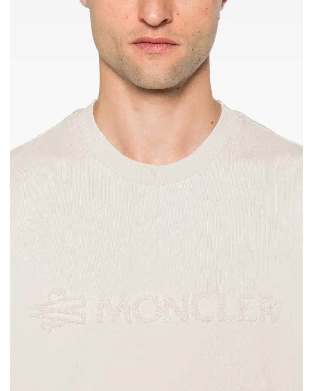 Moncler White Logo Cotton T-Shirt for men