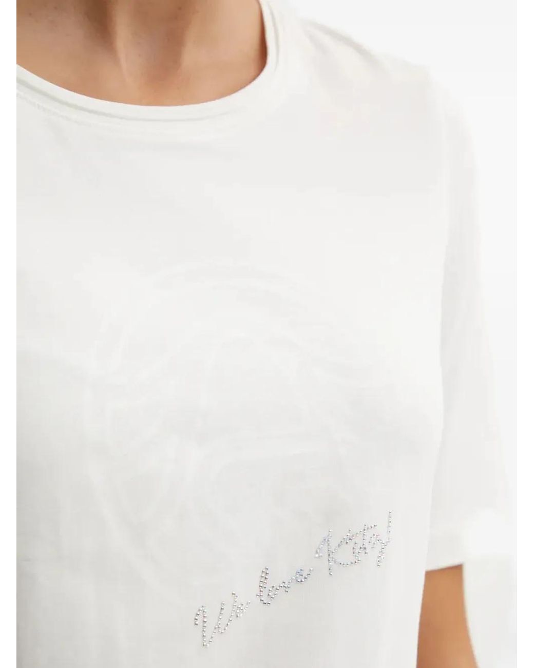 Sportalm White Rhinestone-Embellished Logo-Print T-Shirt