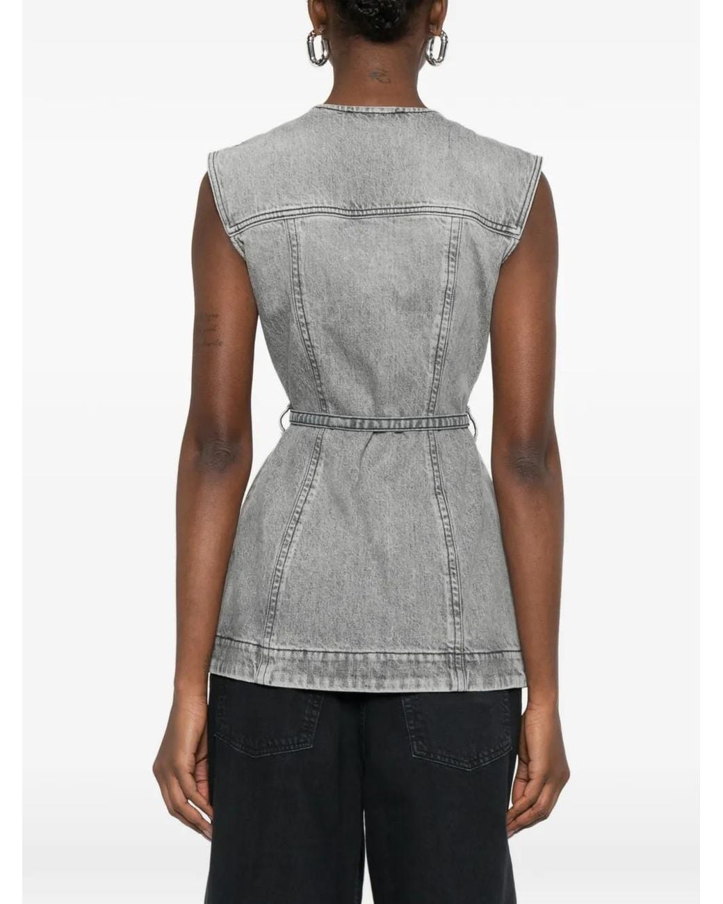 Sportmax Gray Belt-Detail Vest