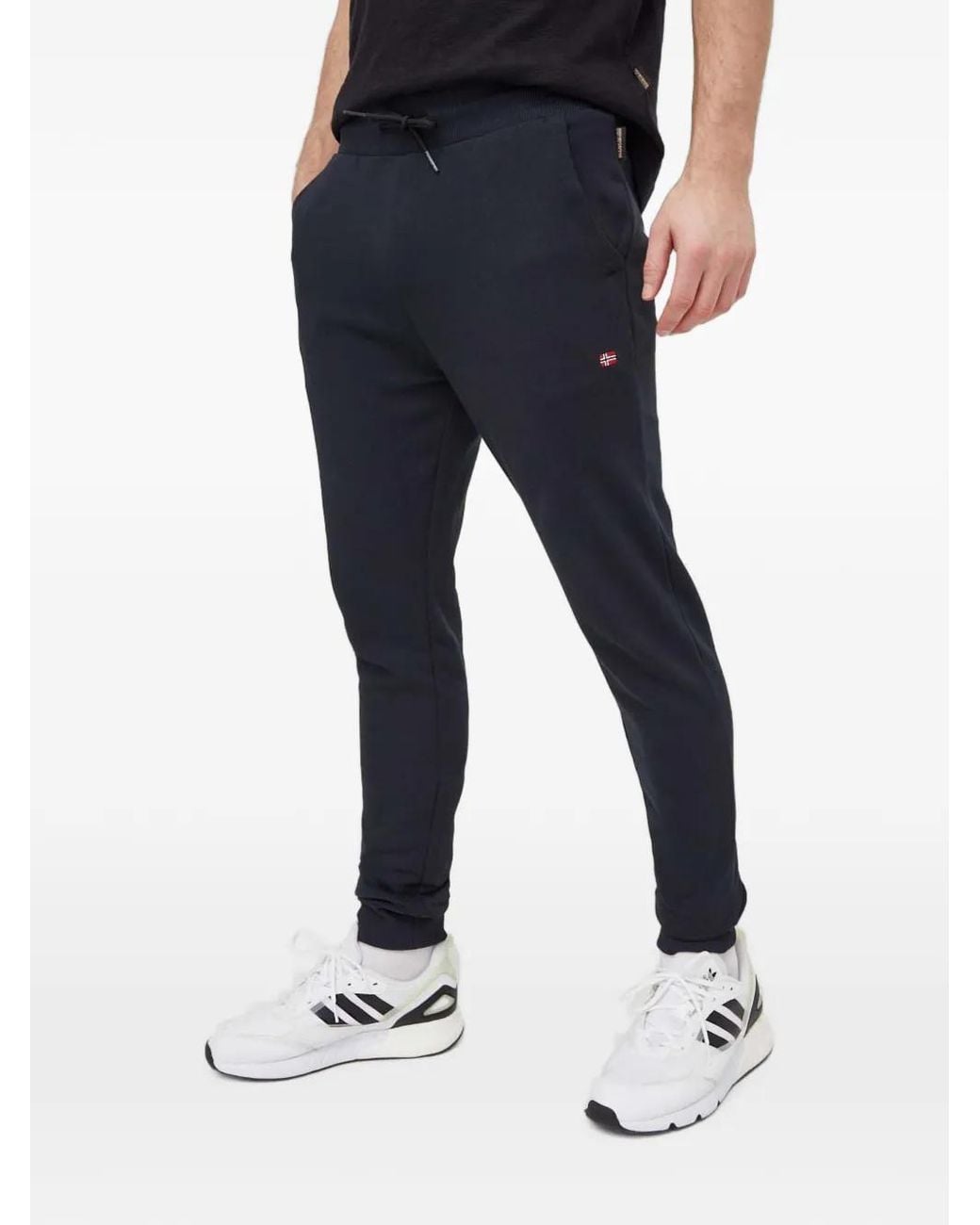 Napapijri Blue Malis Logo-Patch Drawstring Track Pants for men