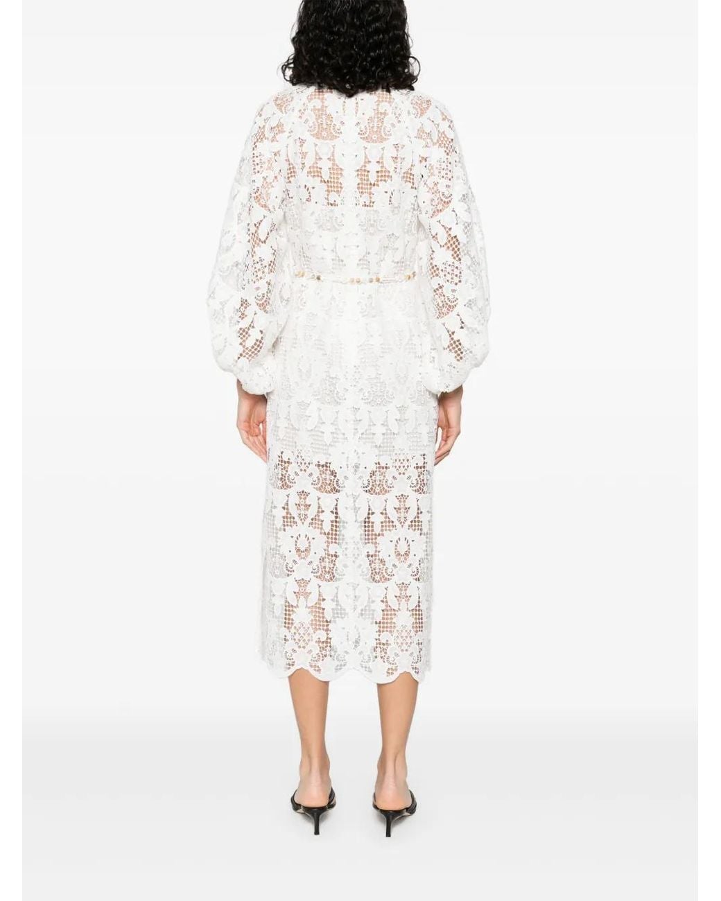 Zimmermann Coco Midi-Jurk Met Kant in het White