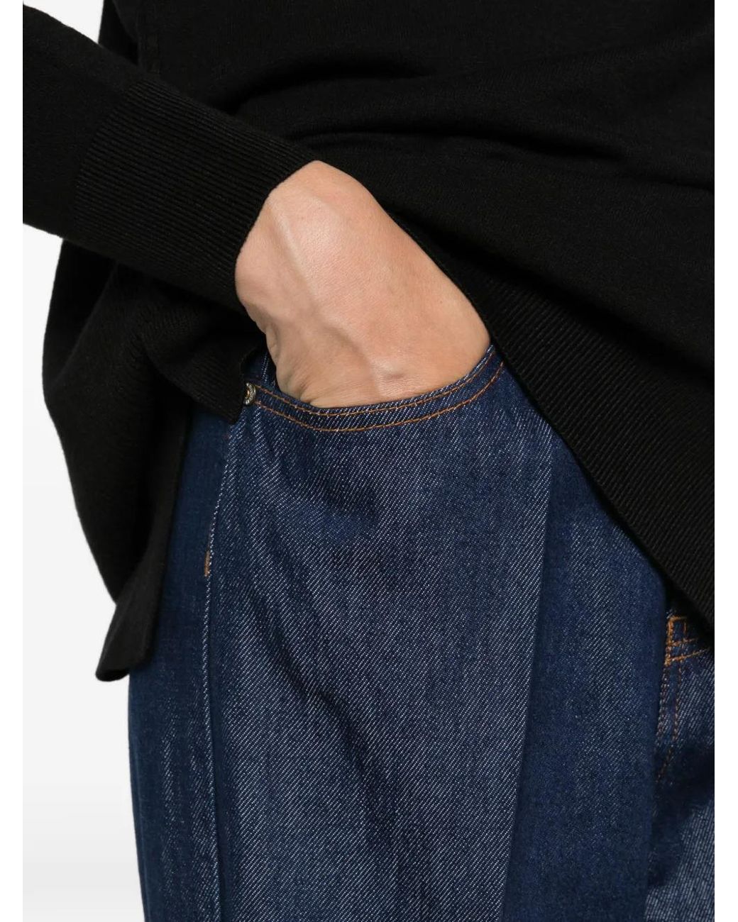 Please Blue Pressed-Crease Cropped Jeans