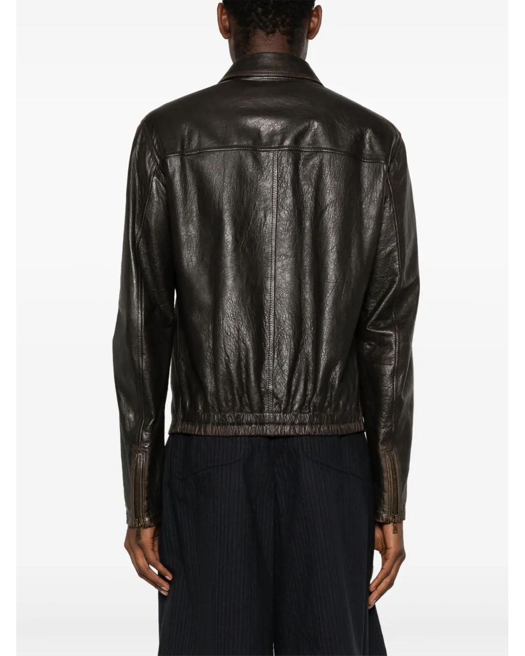 Prada Black Leather Shirt Jacket for men