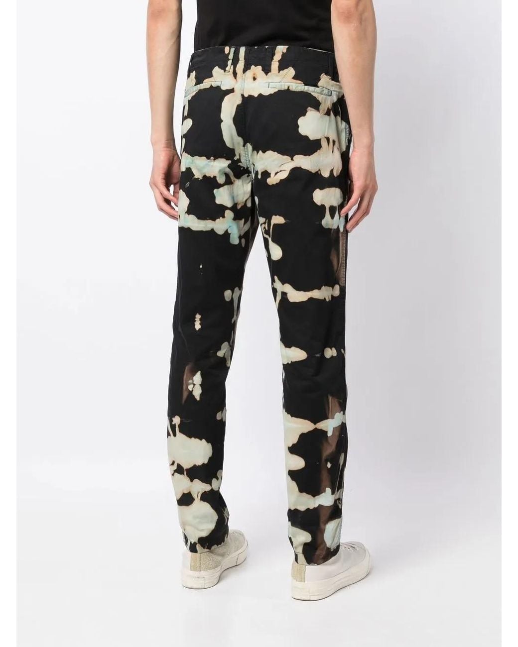 Stain Shade Black Tie-Dye Straight-Leg Trousers for men
