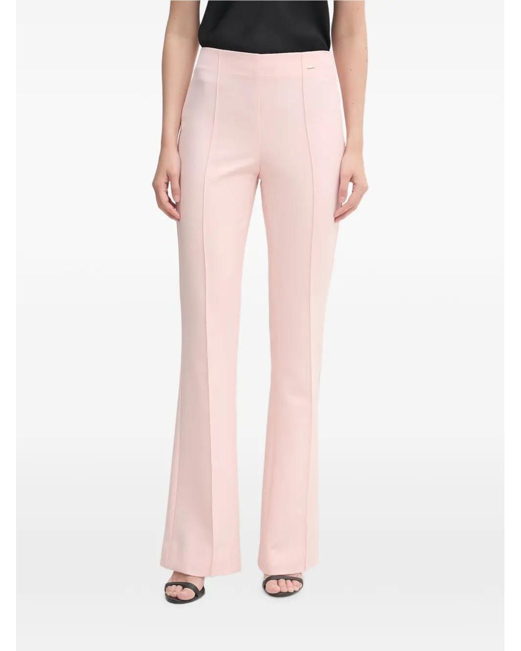 GAUDI Pink Pressed-Crease Flared Trousers