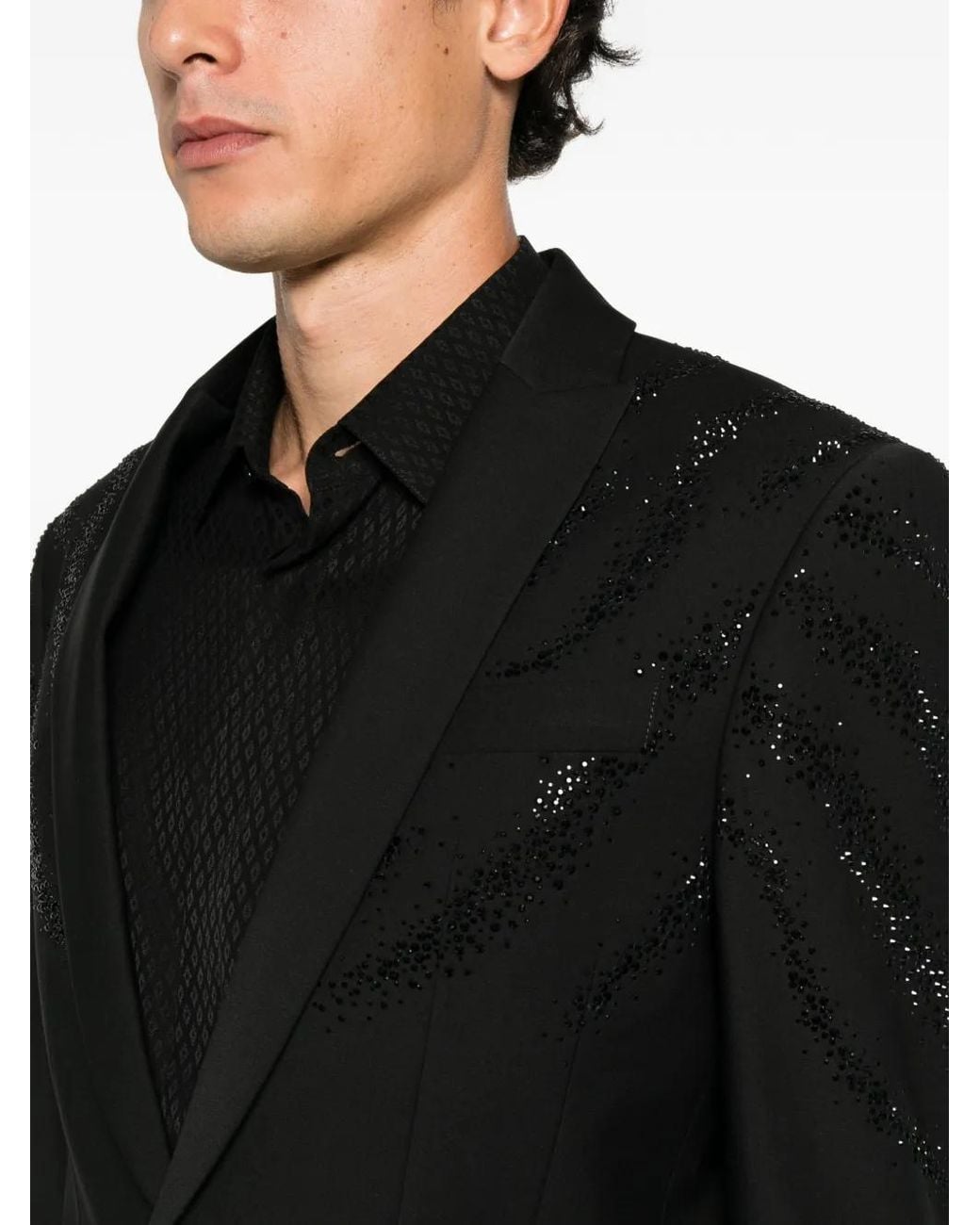 Patrizia Pepe Black Rhinestone-Embellished Slim-Fit Blazer for men