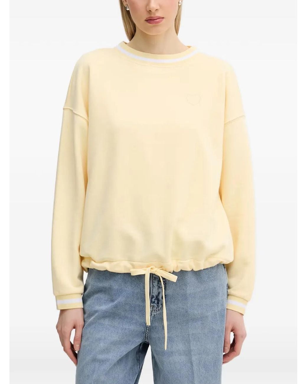 MARC AUREL Blue Heart-Motif Drawstring Sweatshirt