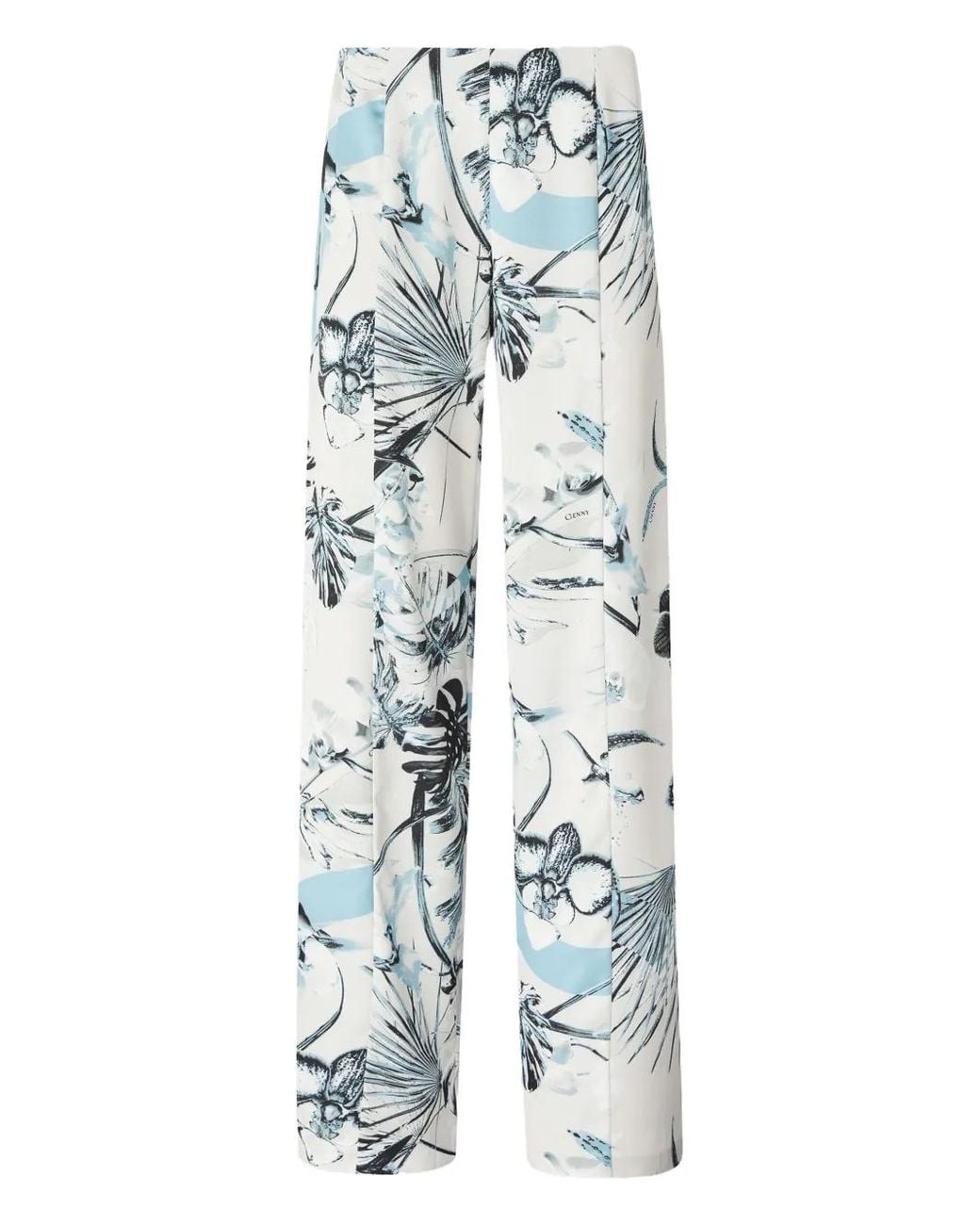 Genny White Floral-Print Trousers