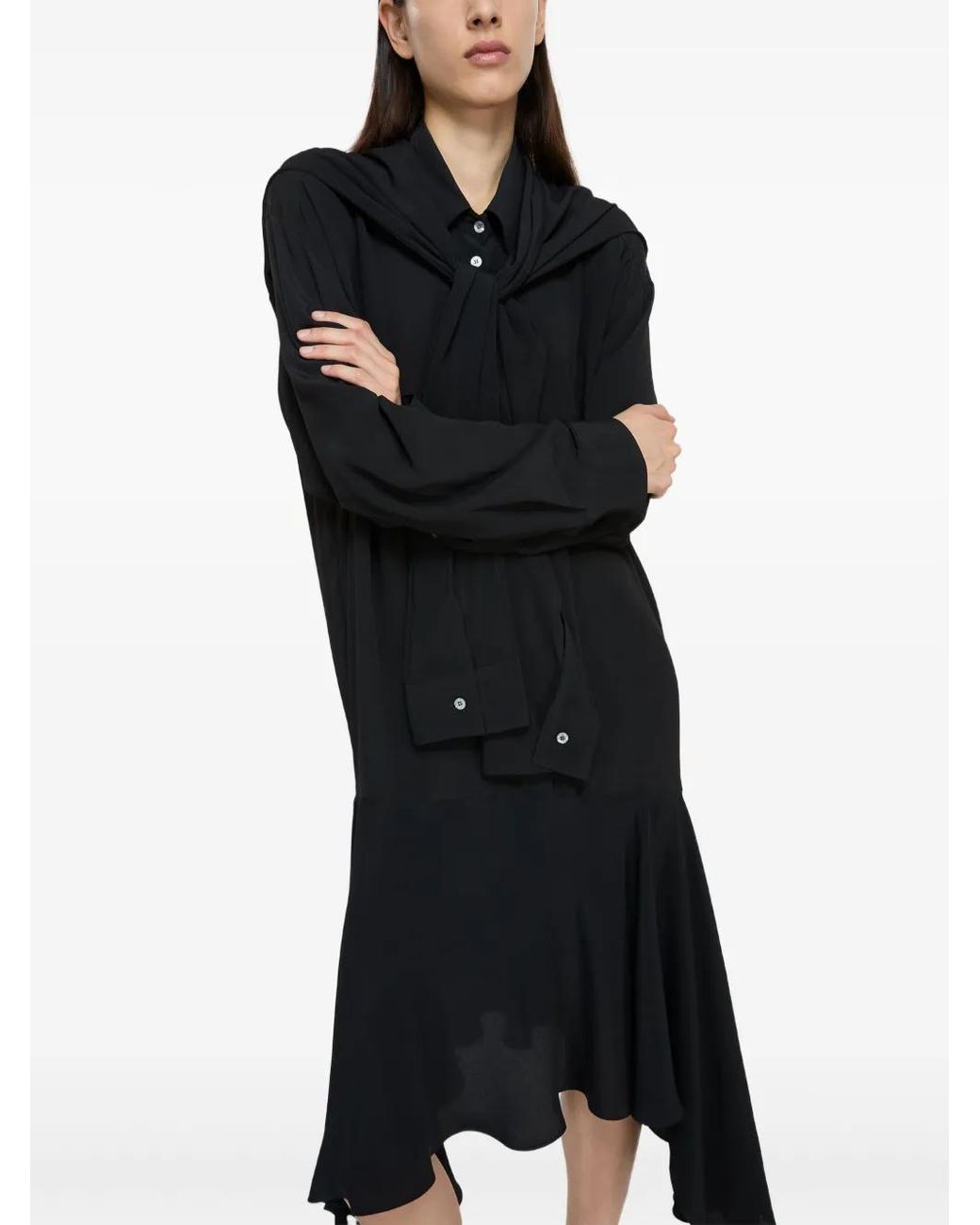 Acne Button-Up Midi-Jurk in het Black