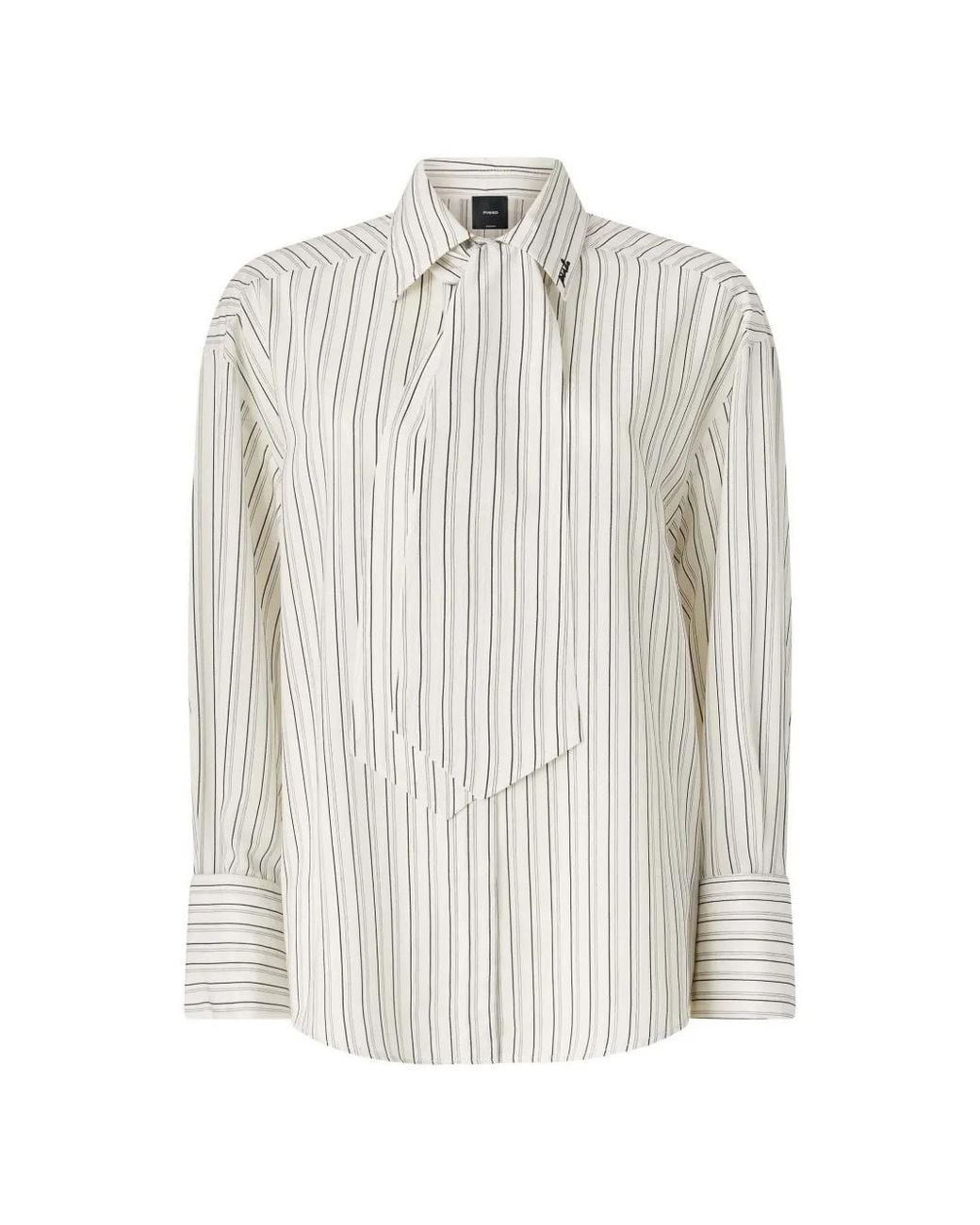 Pinko White Striped Shirt With Tie
