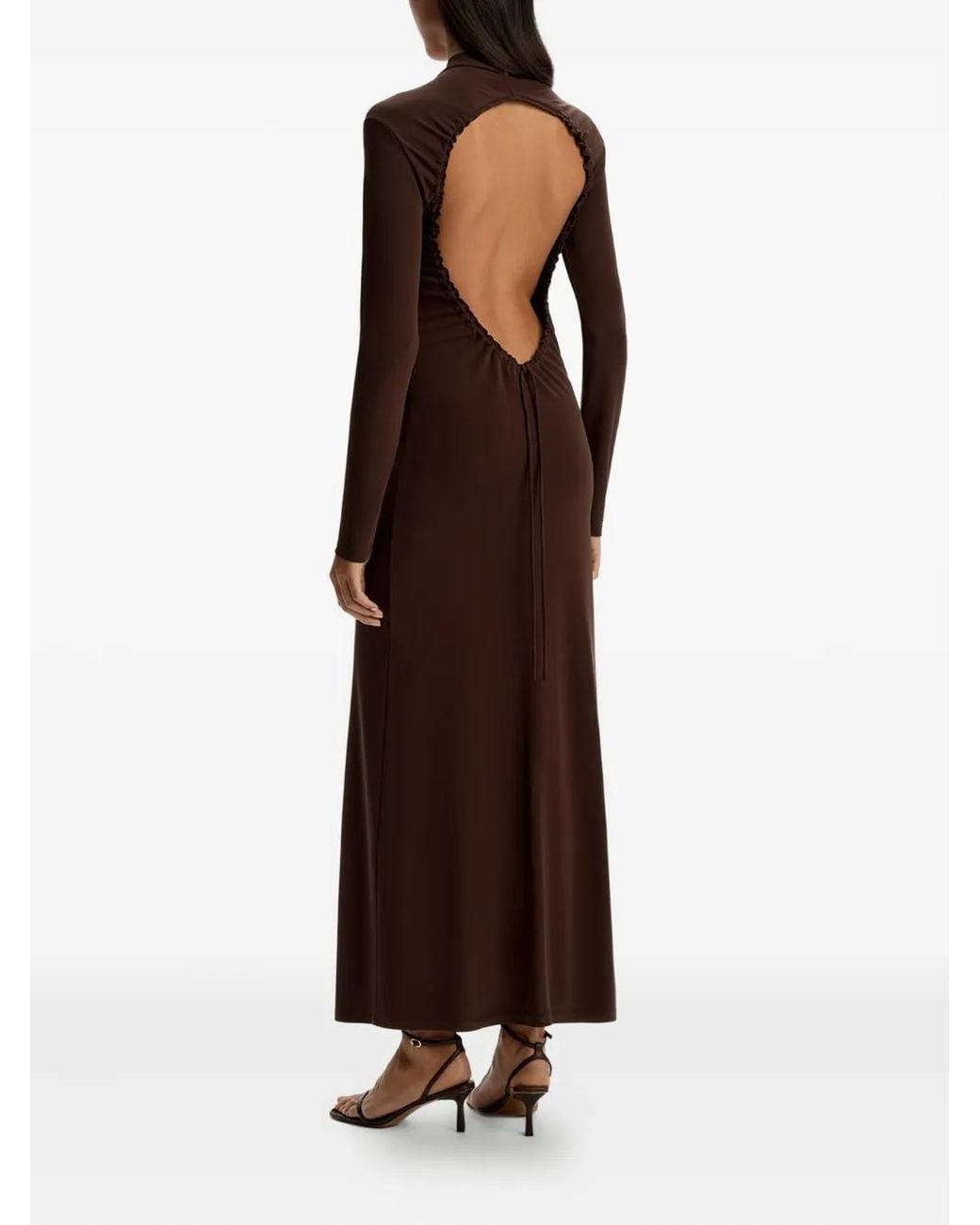 12 STOREEZ Brown Open-Back Maxi Dress
