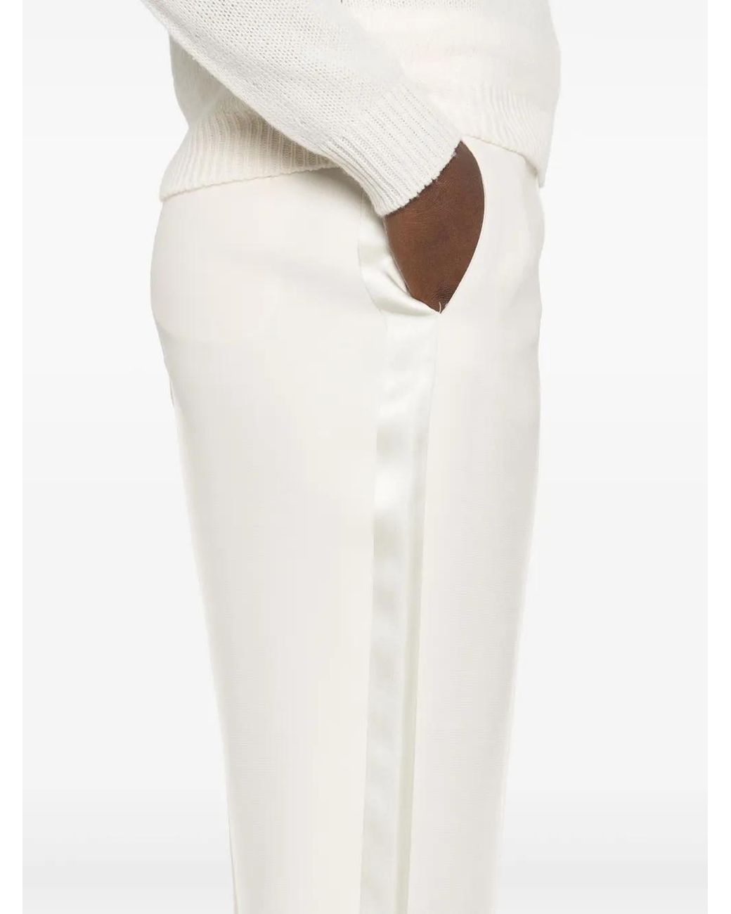Fabiana Filippi White Satin-Trim Trousers