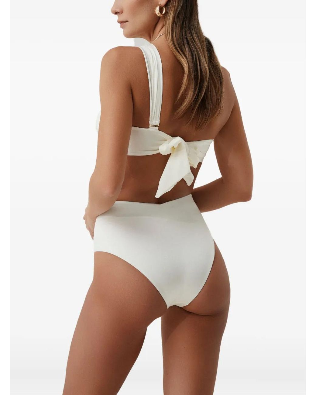 SOFIA ERHAN White One-Shoulder Ring-Detail Bikini