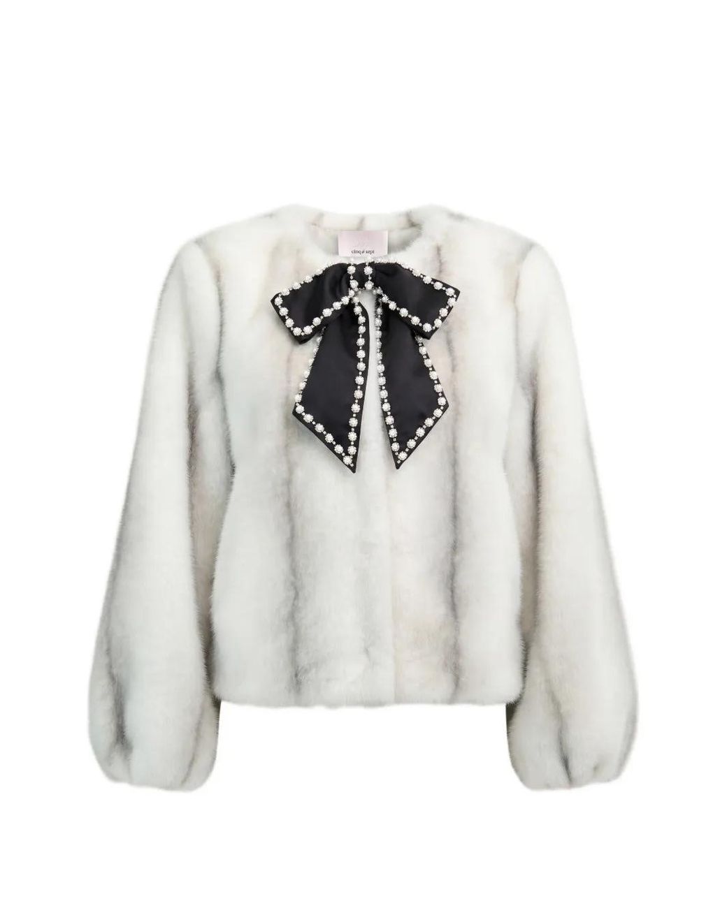 Cinq À Sept White Benson Bow-Detail Faux-Fur Jacket