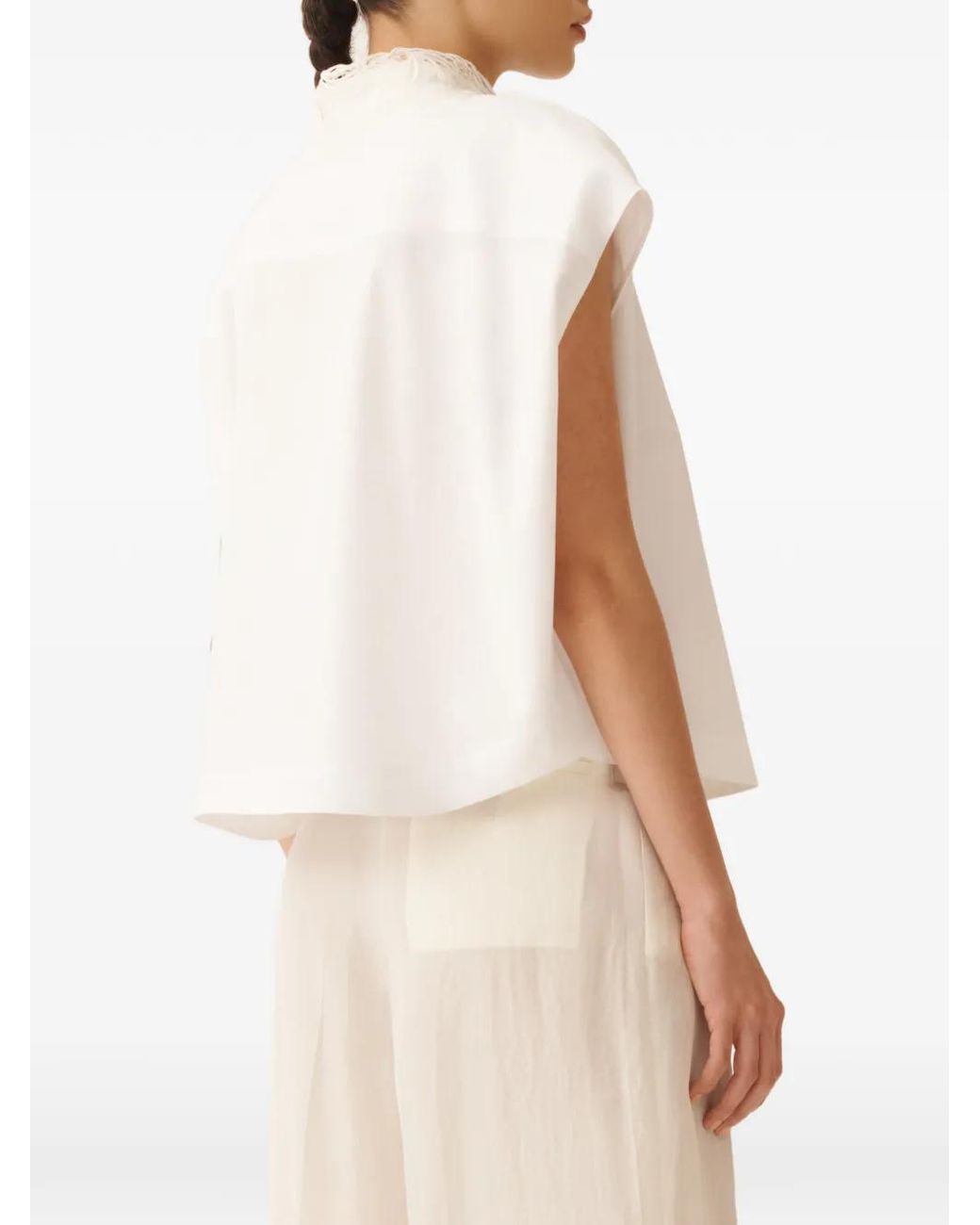 Fabiana Filippi White Lace Collared Shirt