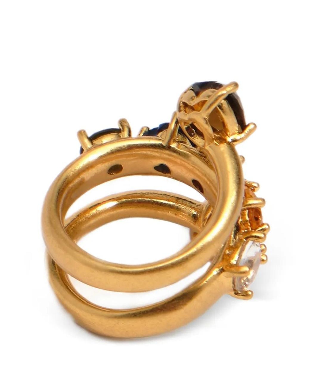 Bimba Y Lola Metallic Crystal-Hearts Spiral Ring