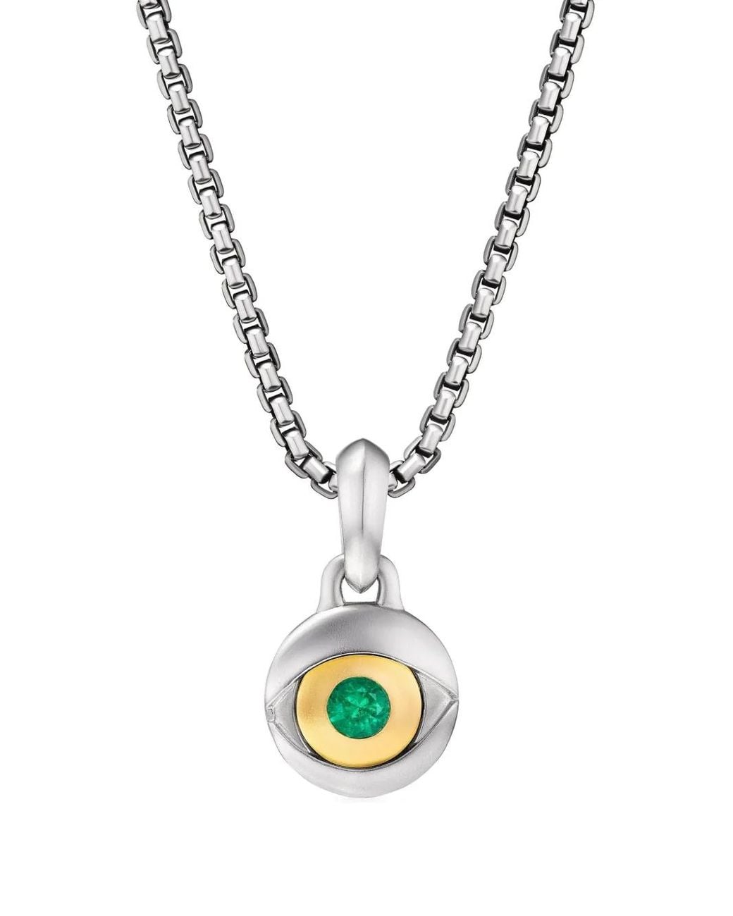 David Yurman Metallic Sterling Evil Eye Emerald Amulet (14.5Mm) for men