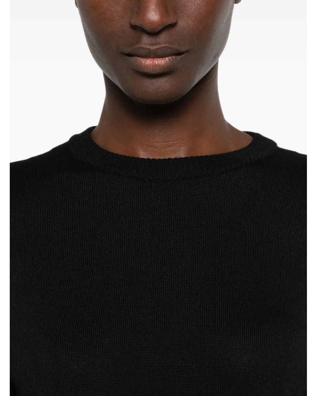 Roberto Collina Black Ribbed-Knit Crew-Neck Sweater