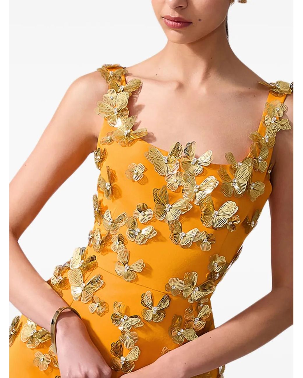 open lace back dress Carolina Herrera Hot Pink and Orange Silk Midi Dress with Front Knot D   Sellier