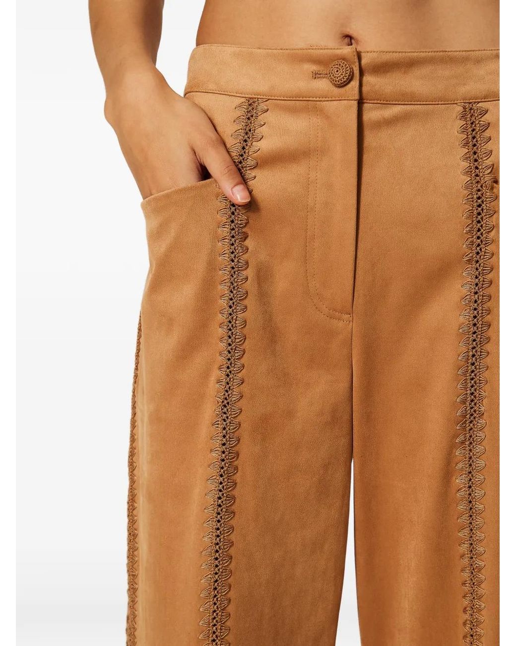 Twinset Multicolor Pantalon En Daim À Broderies