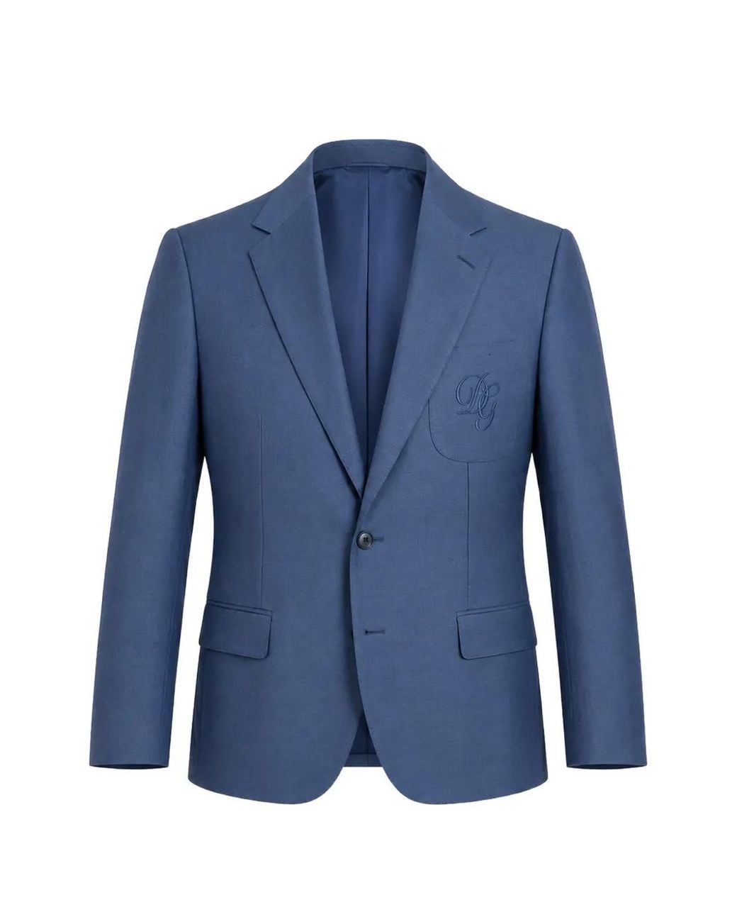 Dolce & Gabbana Blue Logo-Embroidered Single-Breasted Blazer for men