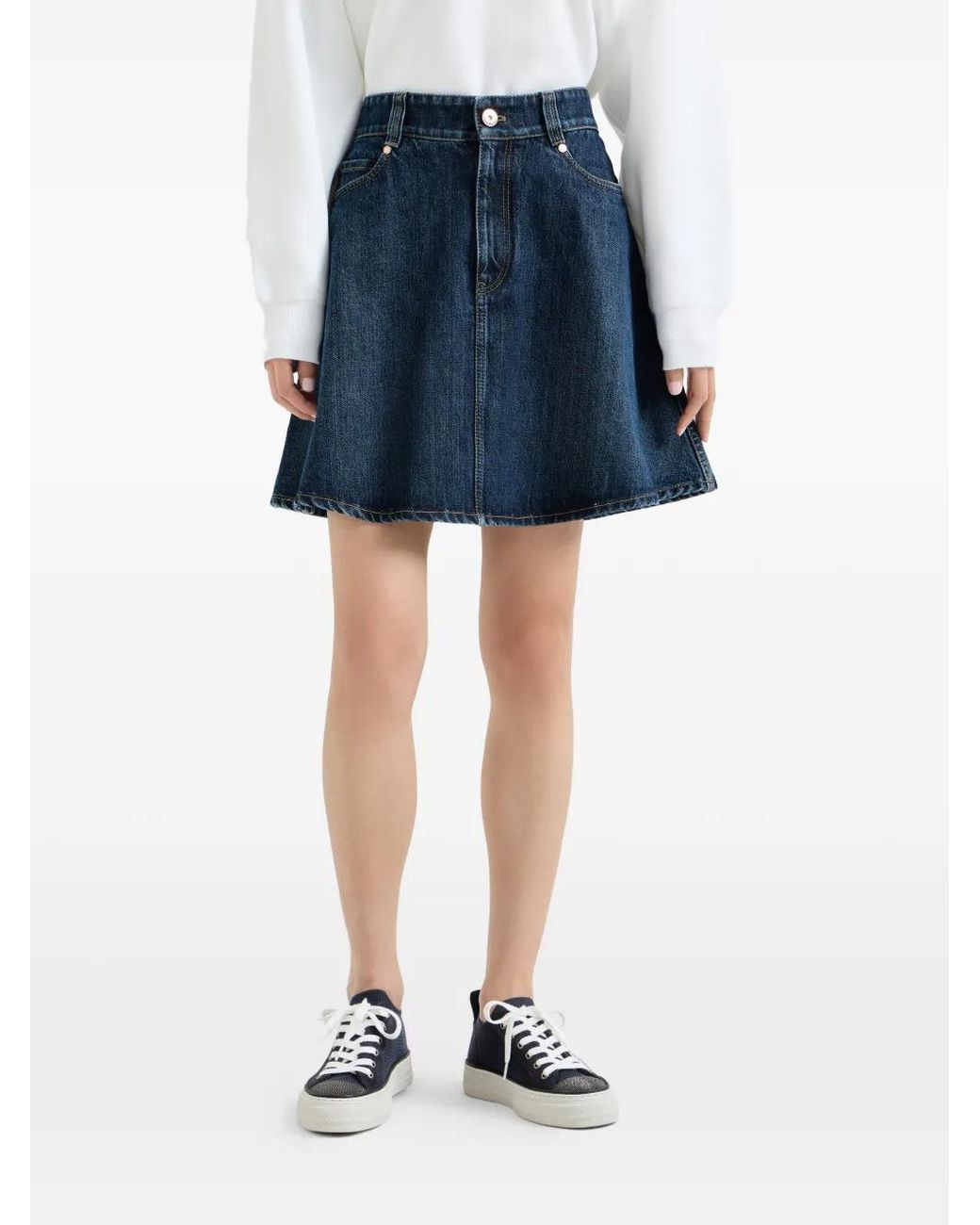 Brunello Cucinelli Blue Denim Mini Skirt