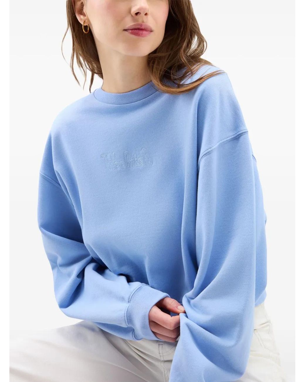 Woolrich Blue Logo-Embroidered Cotton Sweatshirt