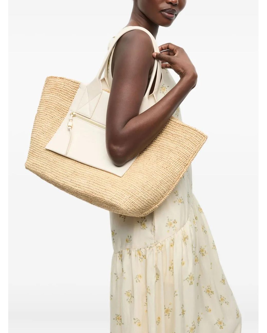 トートバッグ Ganni Easy Medium Shopper Bag - Ganni - Raffia - White Ganni Medium Raffia Tote Bag in White | Lyst