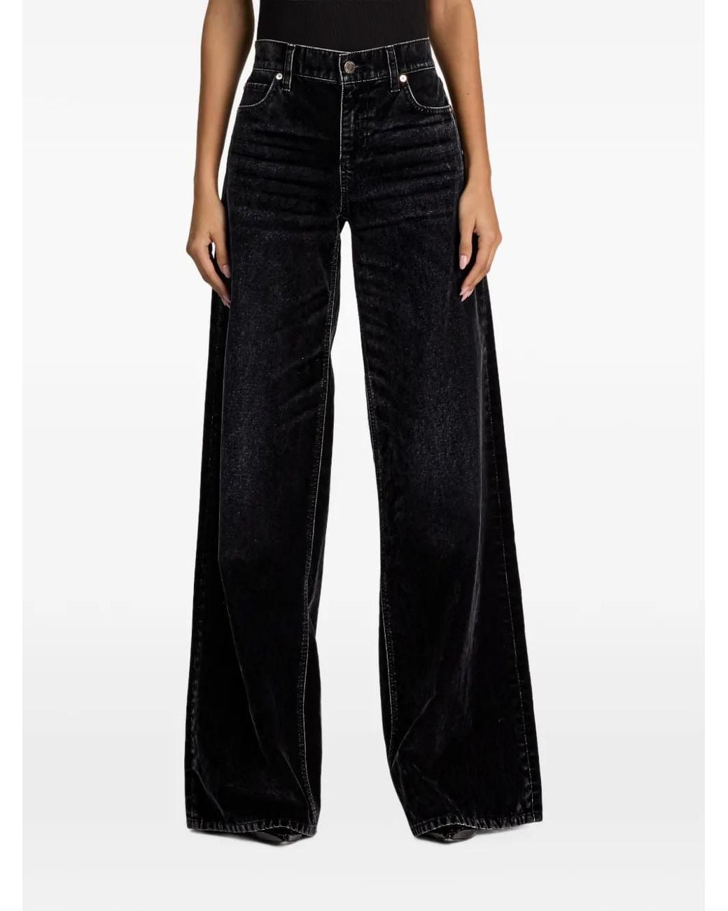 Alice + Olivia Black Amazing Low-Rise Baggy Jeans