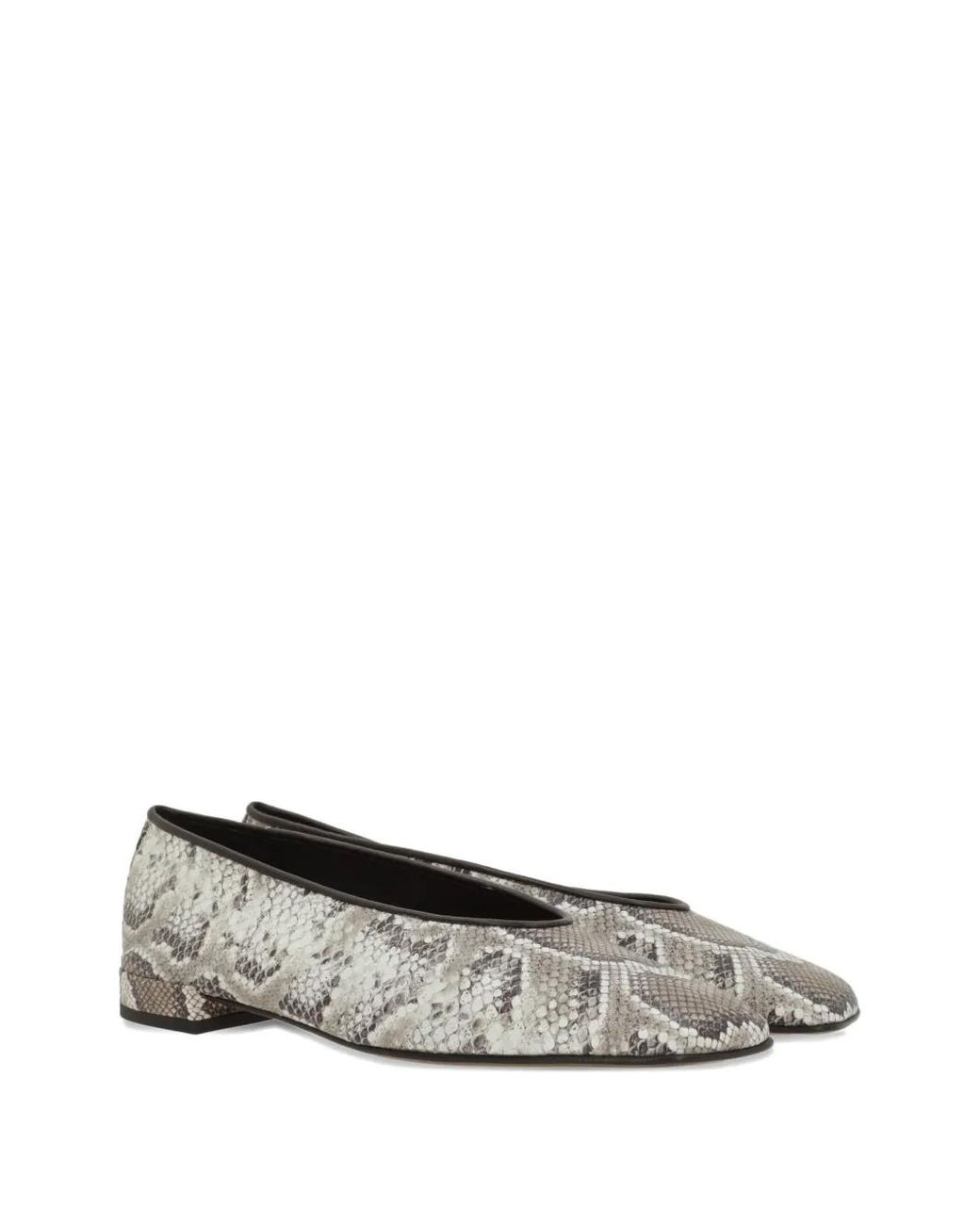 Giorgio Armani Gray Python-Print Squared Ballet Flats