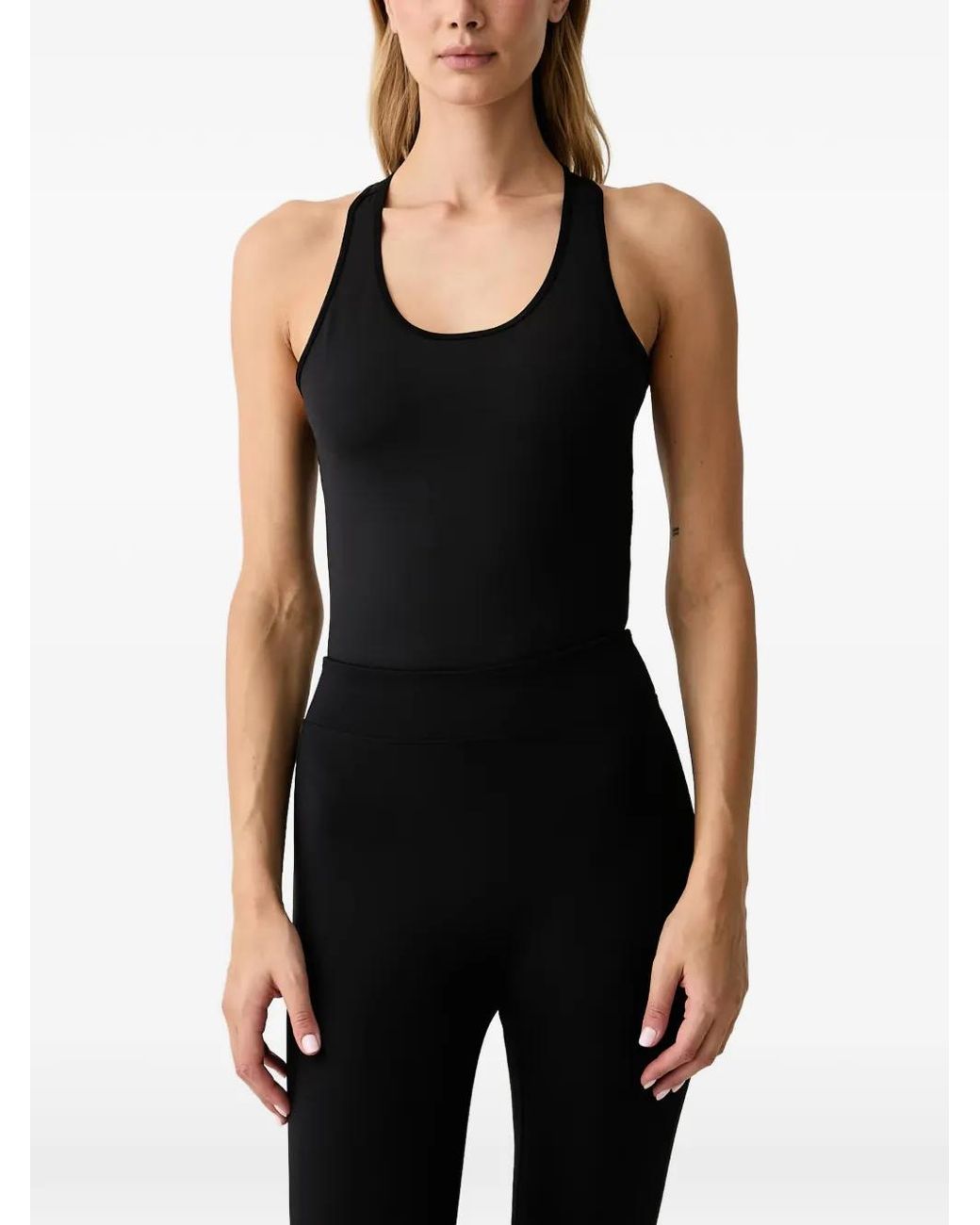 Casall Black Racerback Mesh-Panelled Bodysuit