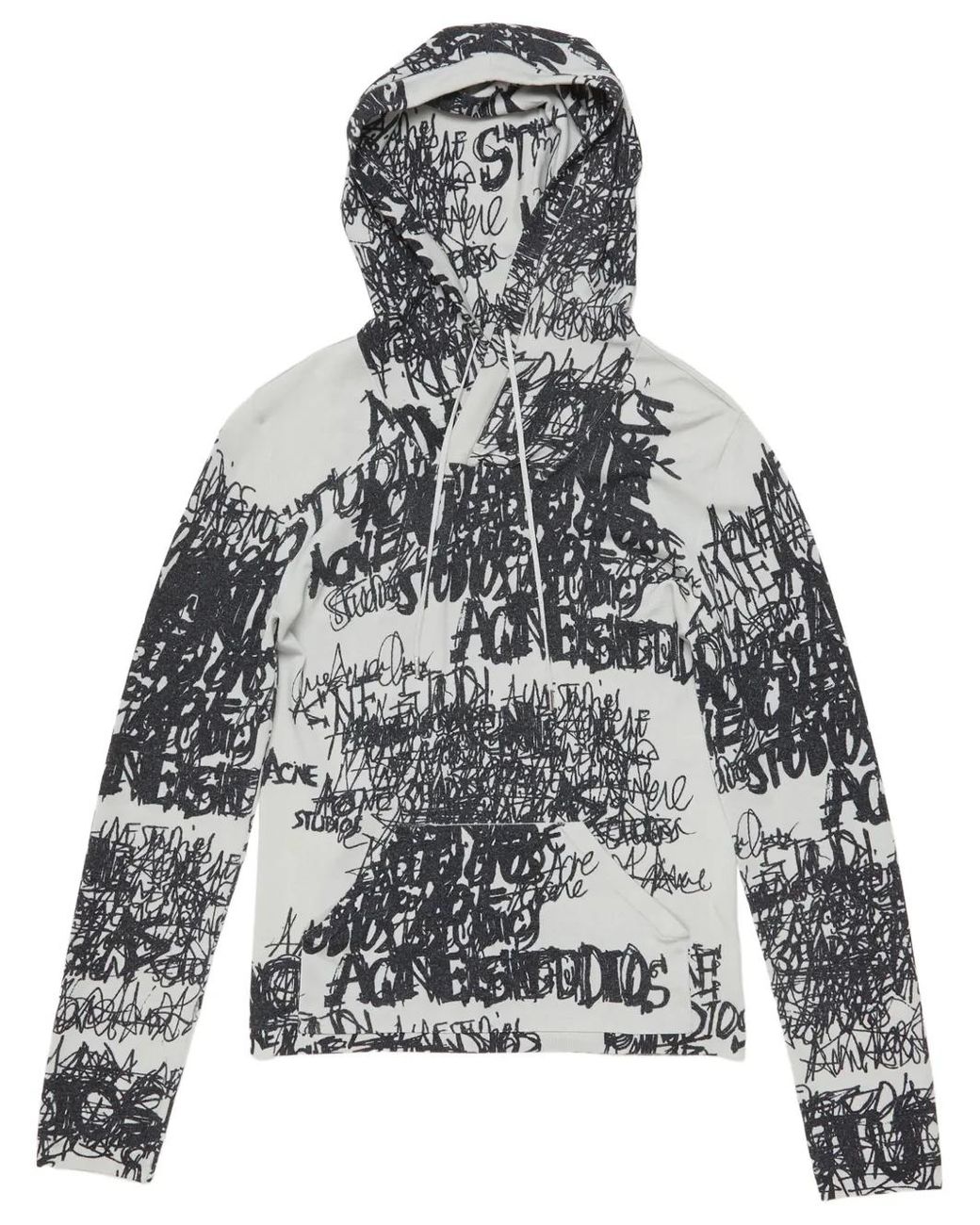 Acne Gray Logo-Print Jersey Drawstring Hoodie for men