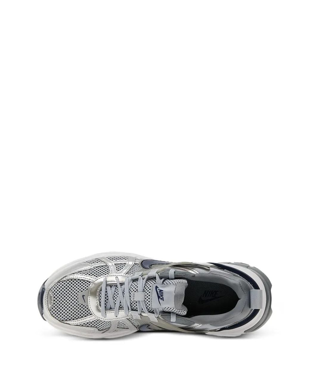 Nike Gray V2K Run Metallic Mesh Low-Top Sneakers for men