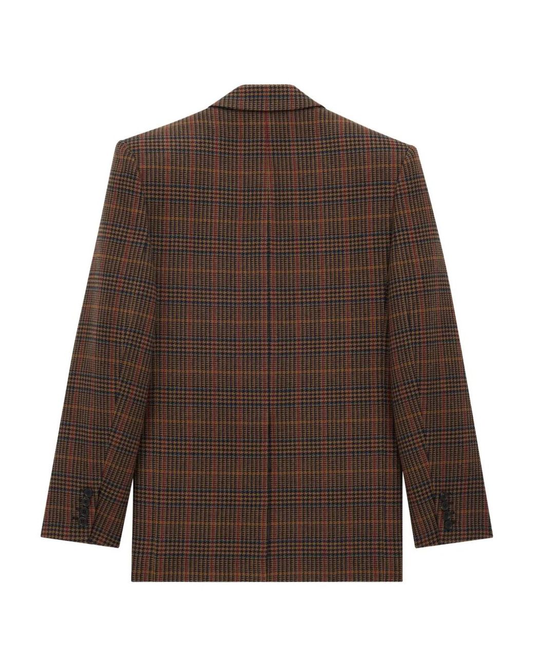 Saint Laurent Brown Checked Single-Breasted Wool Blazer