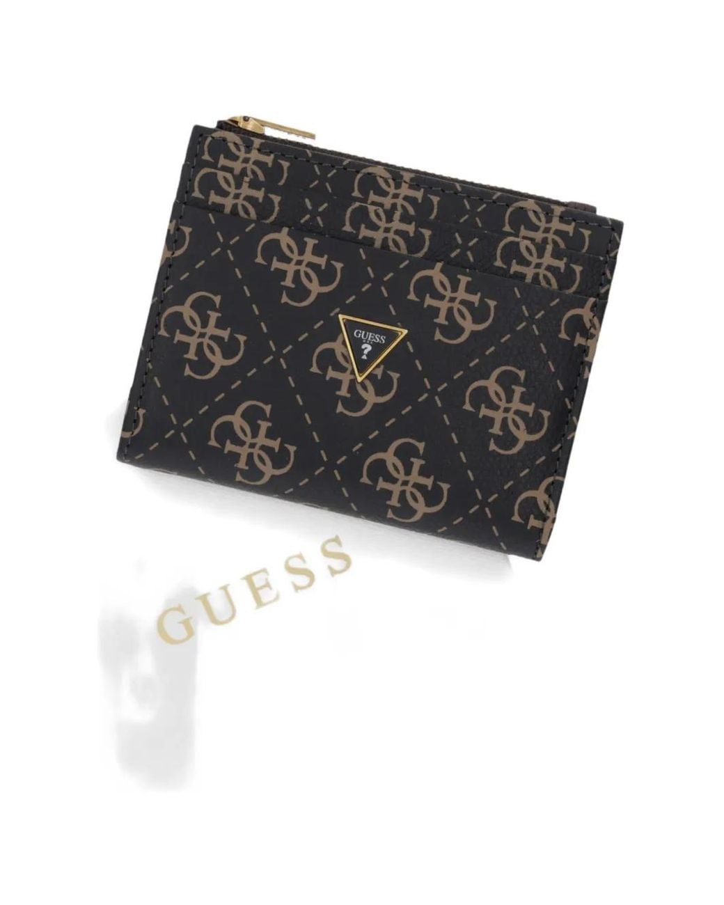 Guess Black Milano Logo-Pattern Card Holder for men