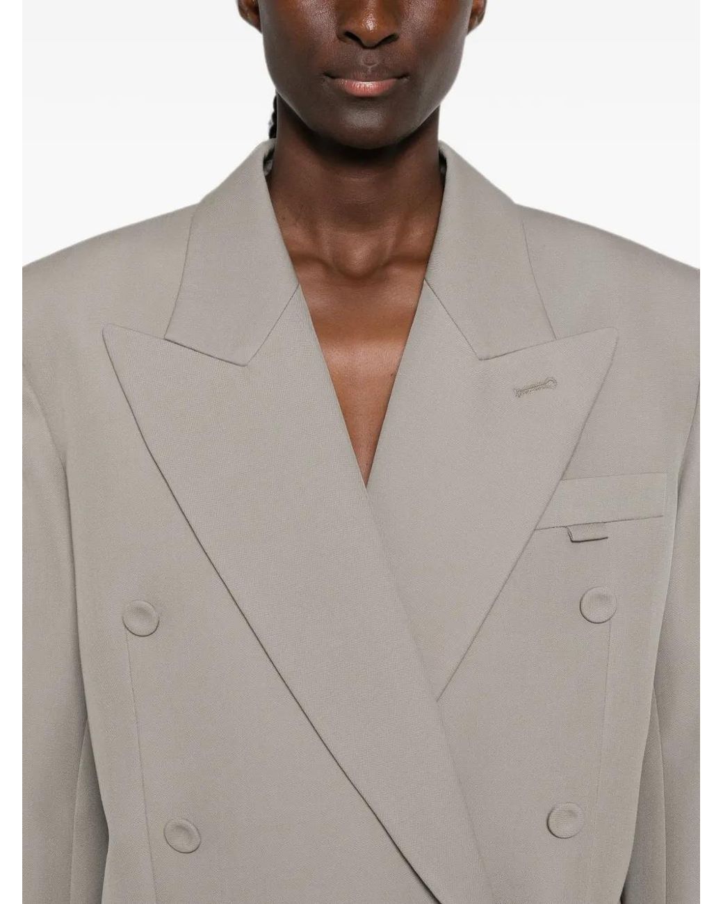 Mugler Gray Double-Breasted Peak-Lapels Blazer