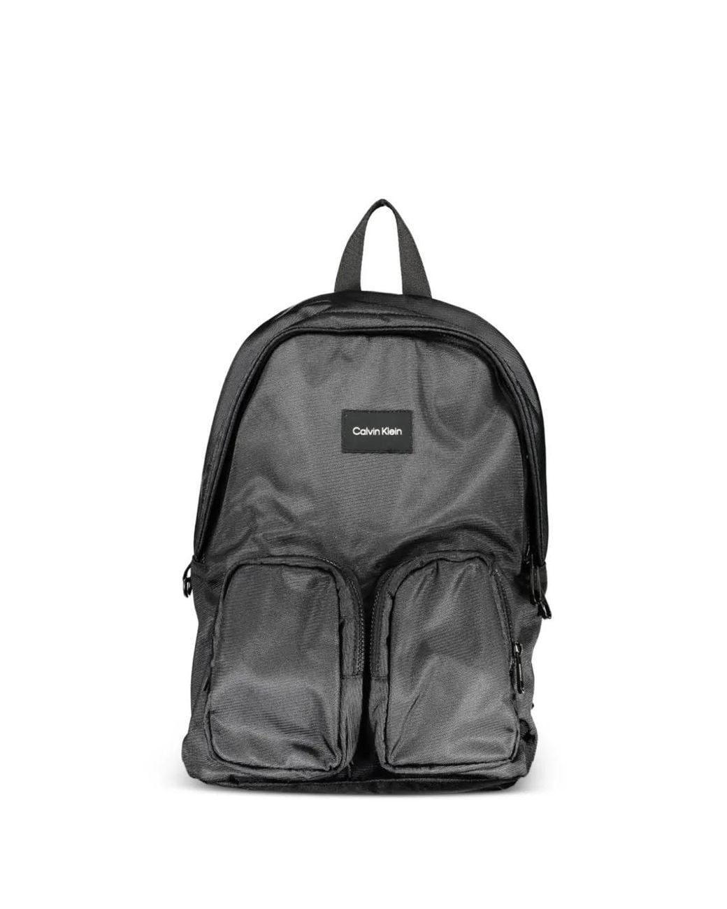 Calvin Klein Black Logo-Patch Backpack for men