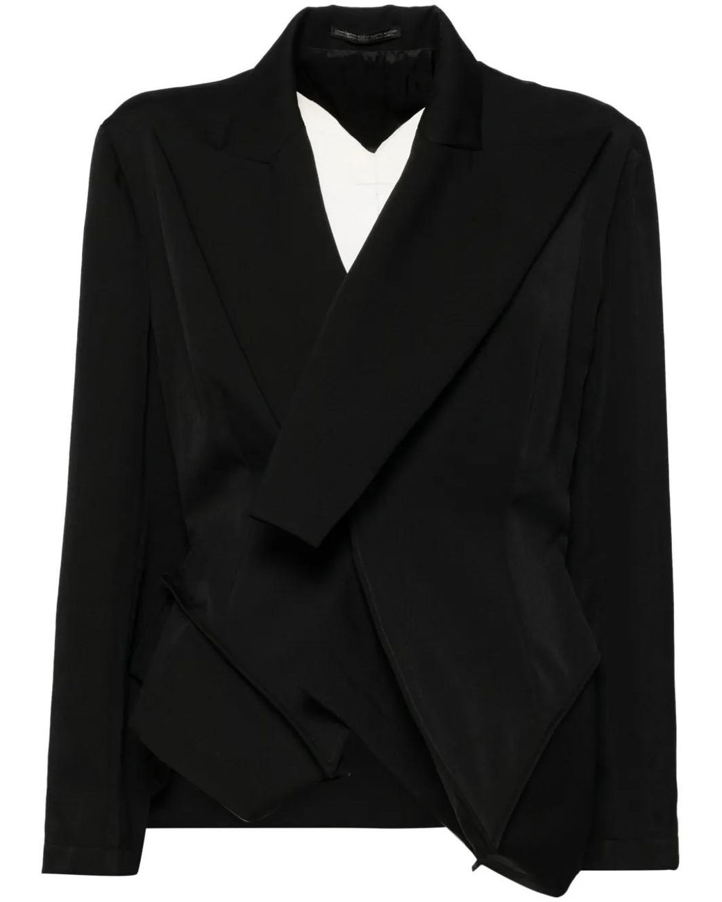Yohji Yamamoto Black Asymmetic Wool Blazers