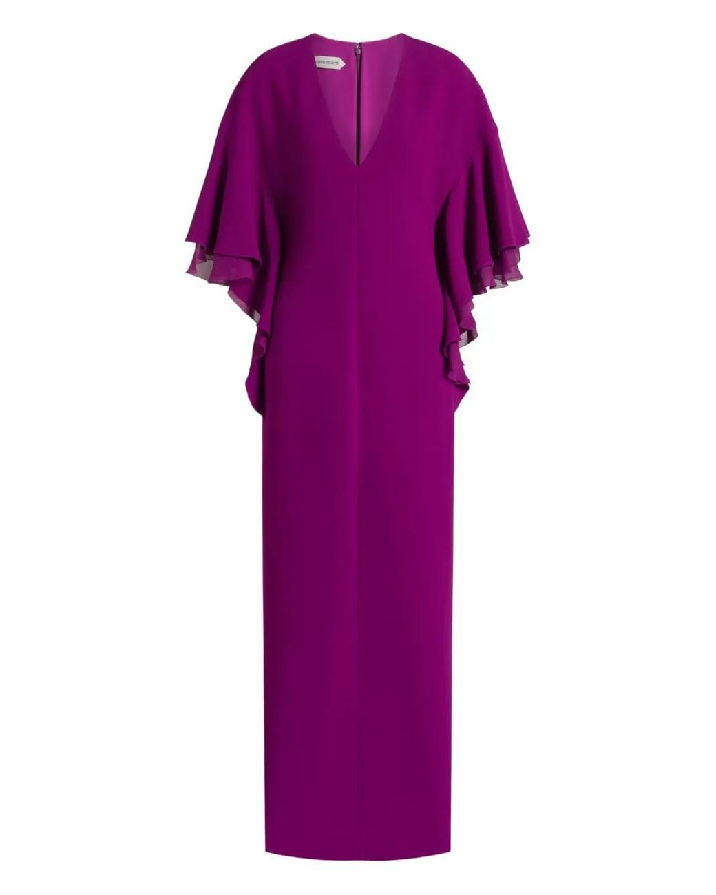 Alberta Ferretti Purple Ruffled V-Neck Maxi Dress