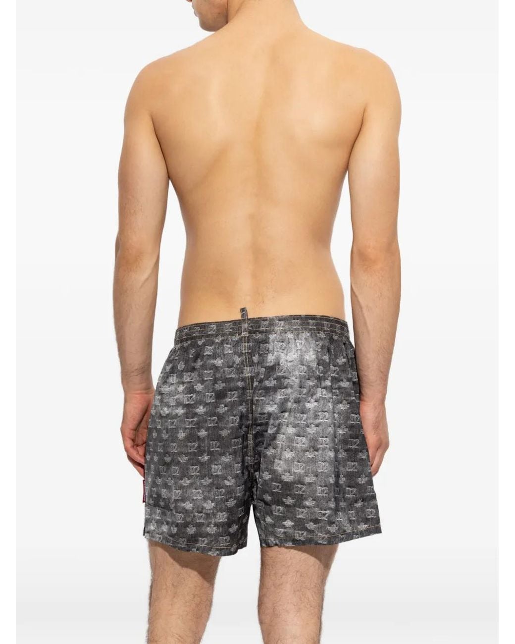 DSquared² Gray Swim Shorts With Monogram for men