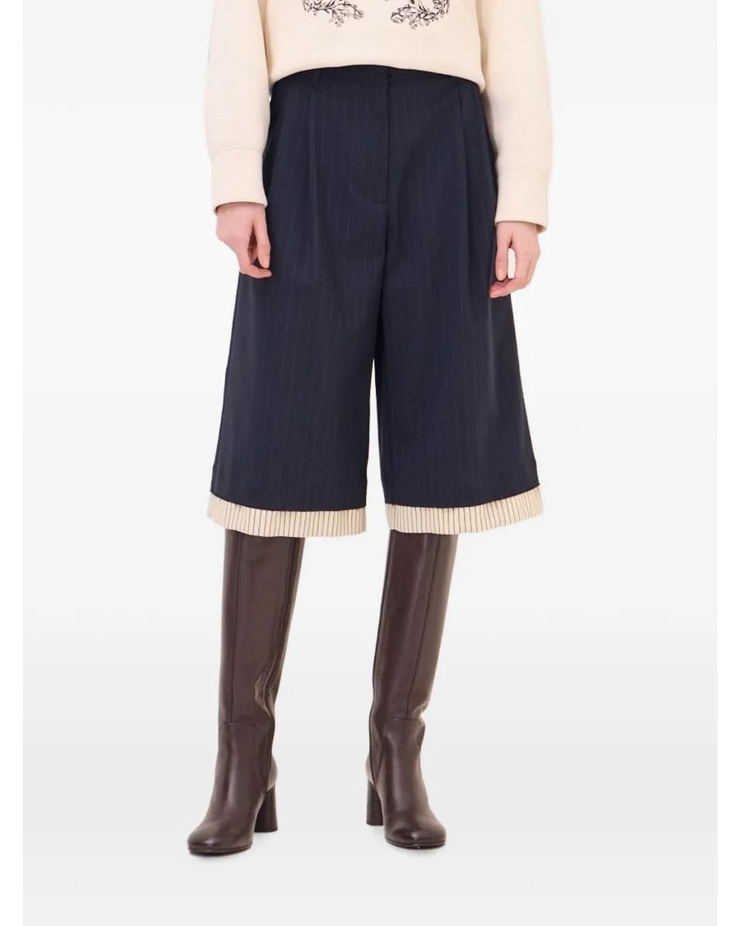 Ottod'Ame Blue Pinstriped Shorts