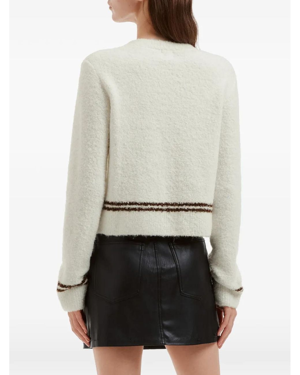 B+ AB White Stripe-Trim Button-Up Cardigan