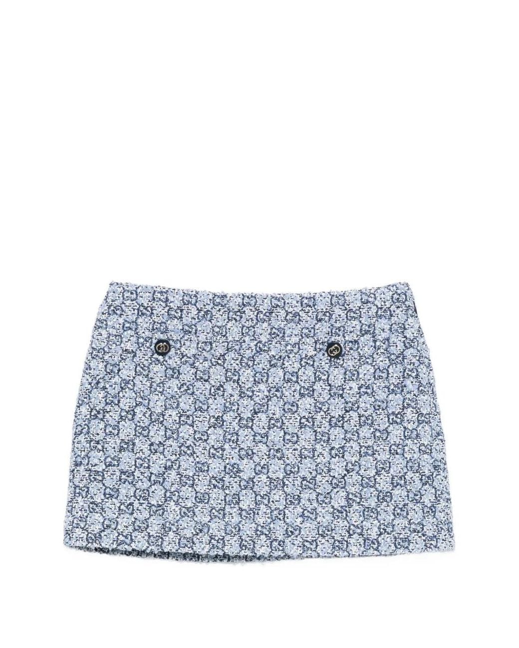 Gucci Blue Button Patterned Mini Skirt